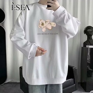 Esea เสื้อกันหนาวลําลอง คอกลม พิมพ์ลาย ทรงหลวม สไตล์ยุโรป และอเมริกา เรียบง่าย แฟชั่นฤดูใบไม้ผลิ และฤดูใบไม้ร่วง สําหรับผู้ชาย