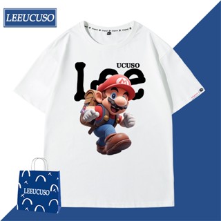 เสื้อยืดแขนสั้น ผ้าฝ้าย พิมพ์ลาย Mario แฟชั่นฤดูร้อน สําหรับผู้ชาย คู่รัก