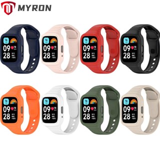 Myron ตัวป้องกันหน้าจอ, ซิลิโคนทดแทน + สายคล้อง, สายนาฬิกาข้อมือ สําหรับ Redmi Watch 3 Active Smart Watch