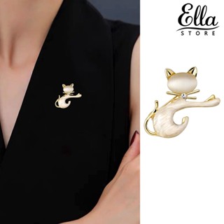 Ellastore123 เข็มกลัด รูปคิตตี้ ประดับเพชรเทียม พลอยเทียม เครื่องประดับ สําหรับตกแต่งเสื้อผ้า หมวก เสื้อโค้ท