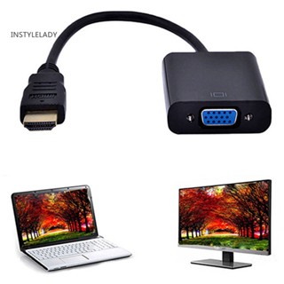 Instylelady สายเคเบิลอะแดปเตอร์แปลงวิดีโอ HDMI ตัวผู้ เป็น VGA ตัวเมีย 1080P สําหรับ HDTV TV PC DVD