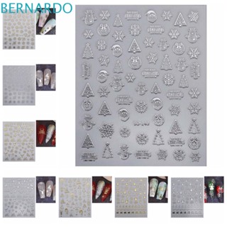 Bernardo สติกเกอร์ติดตกแต่งเล็บ ลายคริสต์มาส เกล็ดหิมะ สีบรอนซ์ DIY