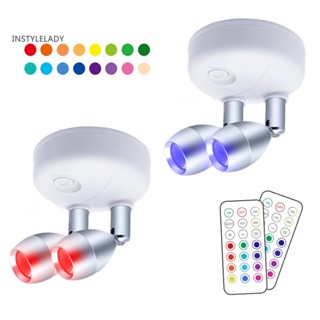 Instylelady ไฟสปอตไลท์ LED RGB หัวคู่ 13 สี ปรับมุมได้ พร้อมรีโมตคอนโทรล 2 ชิ้น ต่อชุด