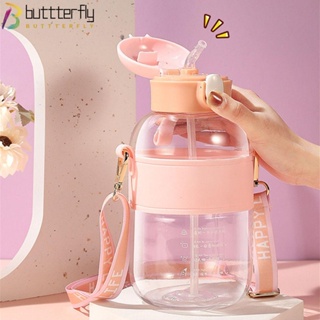 Buttterfly ขวดน้ํากีฬาน่ารัก กันรั่ว แบบพกพา ขวดน้ํากีฬาเด็ก ถ้วยฟาง ความจุขนาดใหญ่ เหยือกน้ํา