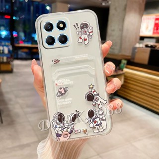 ใหม่ เคสโทรศัพท์มือถือแบบนิ่ม ใส ลายนักบินอวกาศน่ารัก พร้อมช่องใส่บัตร สําหรับ Honor X6a X5 Plus 90 Lite Pro 5G 4G X5+ HonorX6a HonorX5+ 2023