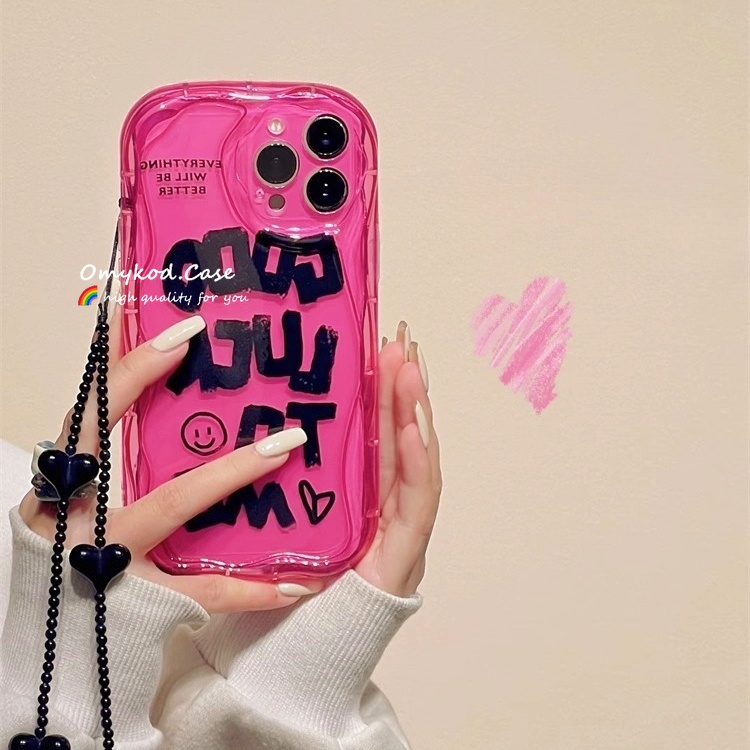เคสโทรศัพท์มือถือนิ่ม ปิดด้านหลัง แบบป้องกัน ลายหน้ายิ้มภาษาอังกฤษ พร้อมสายโซ่คล้อง สําหรับ Redmi 13C A1 A12 Xiaomi 13T Pro Redmi Note 13 4G 12 11 10 9 8 Pro 12C 10C 9A 9C 9T Poco C65 11 Lite 12 Poco X3 NFC