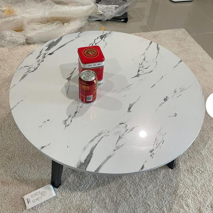 โต๊ะพับญี่ปุ่น หน้ากลม ลายหินอ่อน ขนาด 60x60 ซม.️ หนาถึง1.5cm โต๊ะทรงกลม