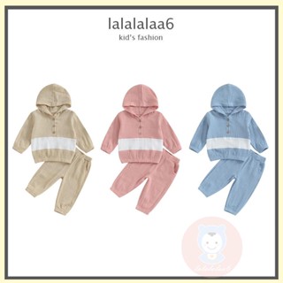 Laa6- เสื้อกันหนาว แขนยาว สีตัดกัน น่ารัก และกางเกงยางยืด สําหรับเด็ก
