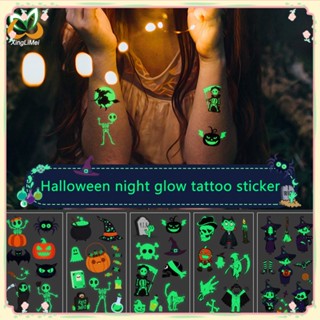 Luminous Halloween Tattooสติกเกอร์น่ารักฟักทองGhost Kid Body Faceสติกเกอร์กันน้ำชั่วคราวตกแต่งฮาโลวีนGatheringsสติ๊กเกอร์ชั่วคราว【Sunny】
