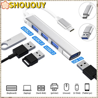 Shououy อะแดปเตอร์ฮับ USB 3.0 อลูมิเนียม OTG 4 พอร์ต Type-C 3.1 สําหรับแล็ปท็อป PC