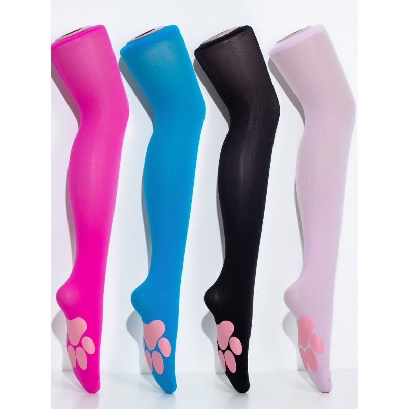 Wake Pink Cat Pad ถุงน่องต้นขาแผ่นลูกแมวเหนือเข่าถุงน่อง
