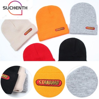 Suchenth หมวกบีนนี่ถัก คุณภาพสูง สีพื้น น่ารัก สําหรับผู้หญิง / ผู้ชาย หมวกบีนนี่