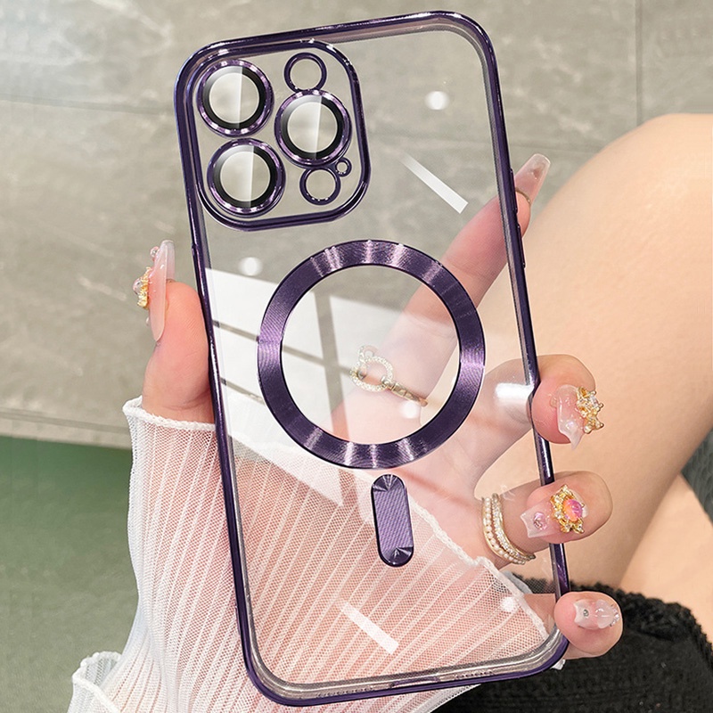 แม่เหล็กใสป้องกันกล้องสล็อตเคสโทรศัพท์ชุดสําหรับiPhone 15 15Pro 15ProMax 13Pro 13ProMax 14 14Pro 14P