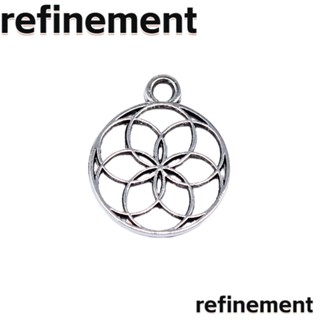 Refinement จี้ดอกไม้โบราณ แบบกลวง ทรงกลม แบน โลหะผสมเงิน 0.67*0.55 นิ้ว 80 ชิ้น