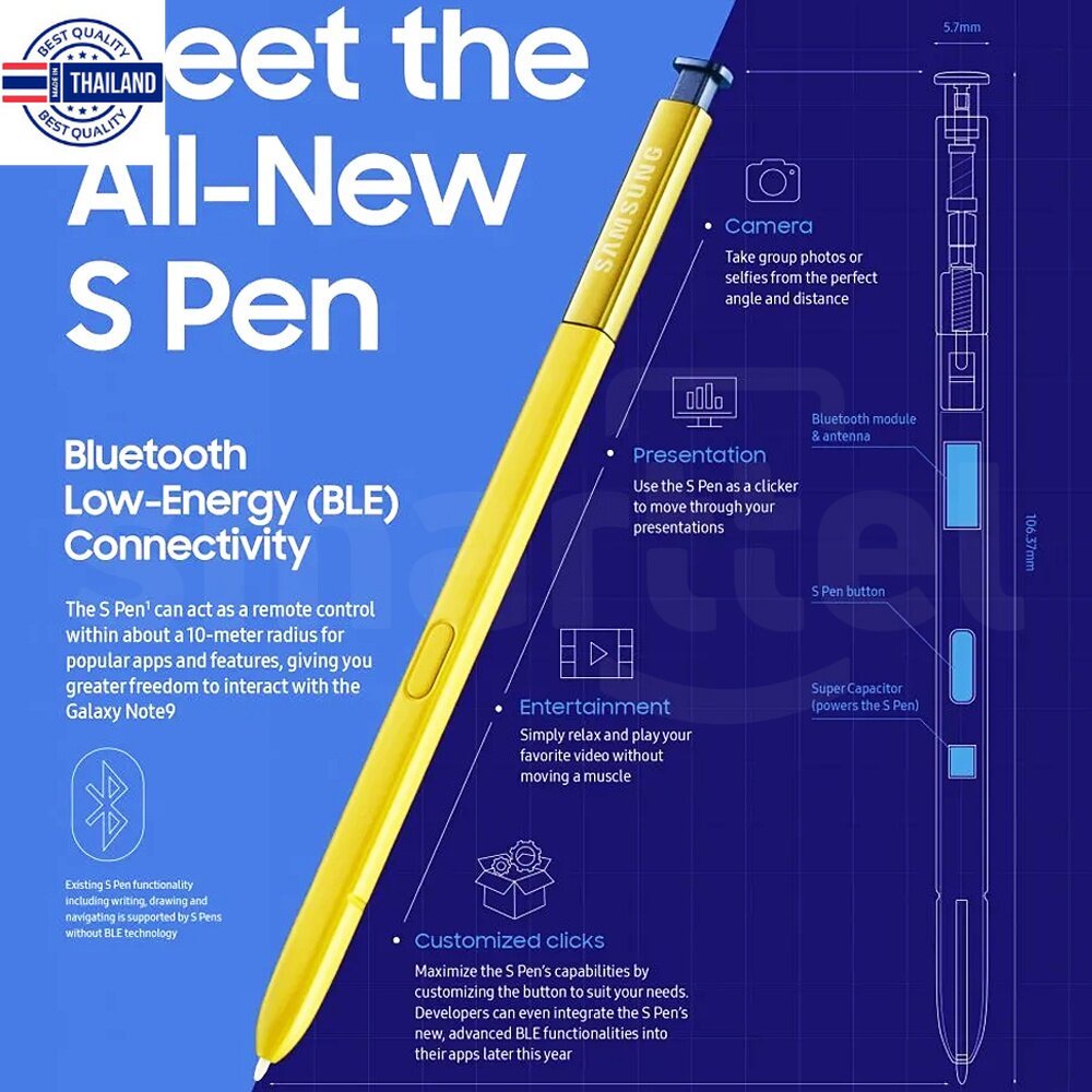 ส่งฟรี genuine  ปากกา S Pen Samsung Note9 มี Bluetooth ถ่ายรูปได้ มีแตเตอรี  ไม่แท้คืนเงิน !!!