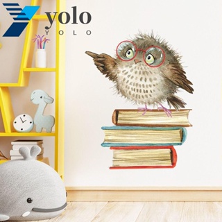 Yolo สติกเกอร์ PVC ลายนกฮูก กันน้ํา ลอกออกได้ สําหรับติดตกแต่งผนังห้องเด็ก