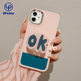 เคสโทรศัพท์มือถือแบบนิ่ม กันกระแทก ลายท่าทาง OK พร้อมที่ตั้งวาง สําหรับ iPhone 15 14 13 12 11 Pro Max Xs Max Xr X 7 8 Plus