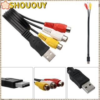 Shououy อะแดปเตอร์วิดีโอ USB 2.0 ตัวผู้ เป็น 3-RCA ตัวเมีย HDTV TV