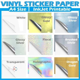 แผ่นสติกเกอร์ไวนิล PVC ขนาด A4 210 มม. x 297 มม. - 10 แผ่น กันน้ํา สําหรับเครื่องพิมพ์ Canon Epson HP InkJet