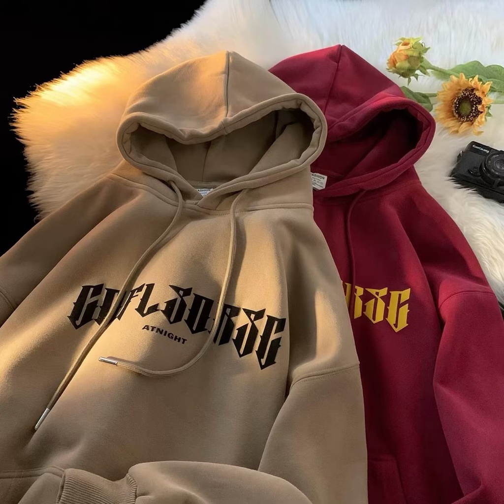 เสื้อกันหนาวลําลอง มีฮู้ด พิมพ์ลาย ขนาดใหญ่ สไตล์เกาหลี ฮิปฮอป สําหรับผู้ชาย【M-5XL】
