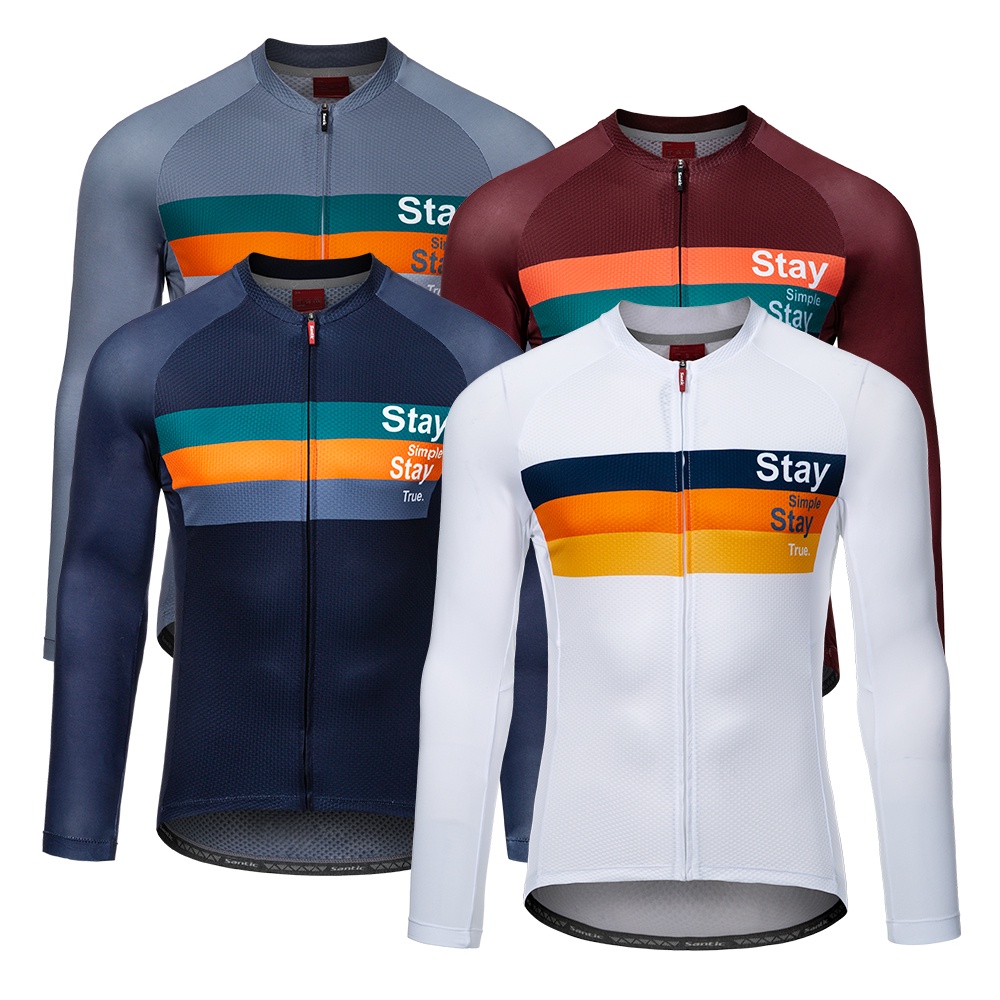 Santic เสื้อเจอร์ซีย์นักปั่นแขนยาวผู้ชายพอดีสบาย MTB เสื้อแขนยาวเสื้อเจอร์ซีย์นักปั่นจักรยานเสือหมอบ