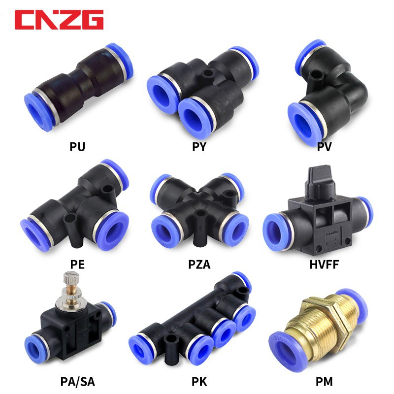 CNZG Pneumatic Fitting ท่อเชื่อมต่อหลอดผม Quick อุปกรณ์น้ํา Push In ท่อข้อต่อ 4 มม.6 มม.8 มม.10 มม.1