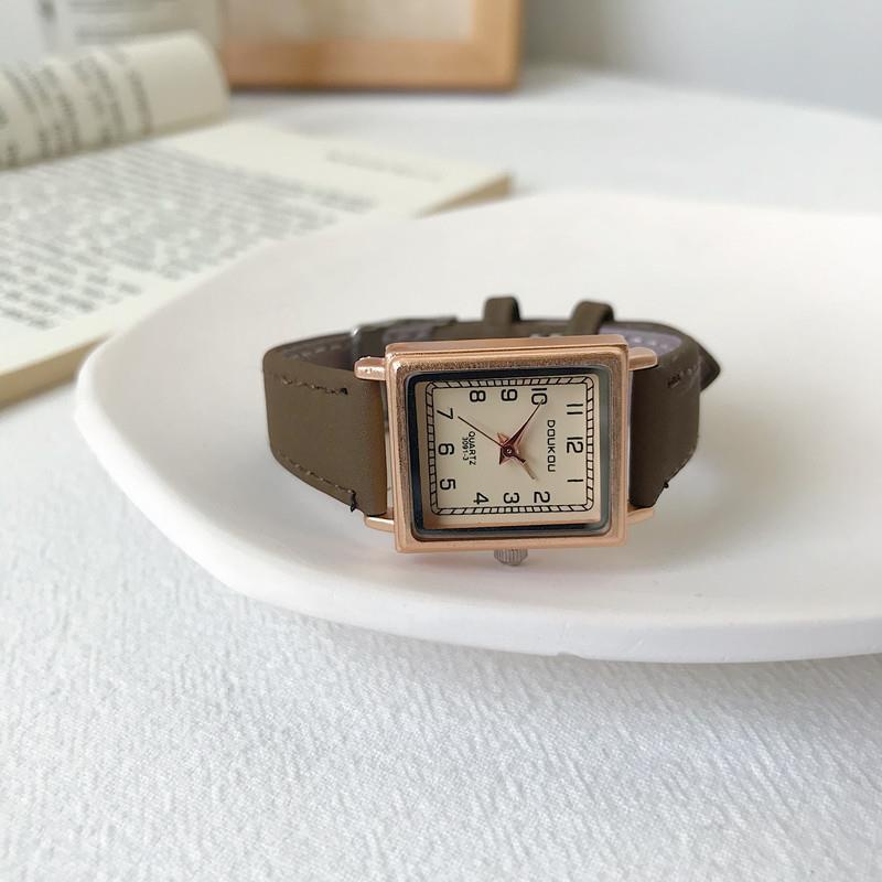 นาฬิกาควอทซ์ผู้หญิง Simple Square Ins Retro วรรณกรรมนาฬิกา