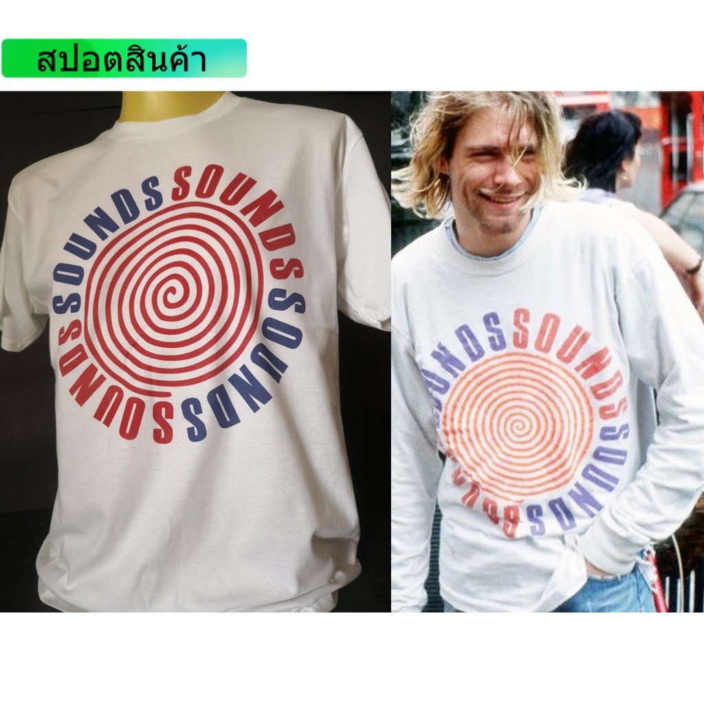 [การเลือกบูติก]  Kurt Cobain Sounds Nirvana Grunge Retro Style Vintage T-Shirt 76-1