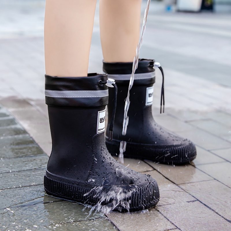 [Guilingo] รองเท้ากันฝนญี่ปุ่น Mid-Tube หญิงผู้ใหญ่กลางแจ้ง Beam ปากรองเท้ากันฝนกันน้ําห้องครัวทํางาน Anti-Slip Soft So