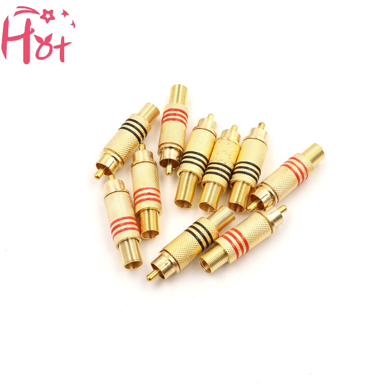 Ge ปลั๊กแจ็คเชื่อมต่อ RCA ตัวผู้ เชื่อมต่อเสียง วีดิโอ เชื่อม สีทอง แดง ดํา สี่เหลี่ยม 10 ชิ้น