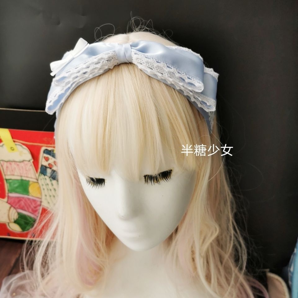 [โบว์ตกแต่ง] เครื่องประดับผม ที่คาดผมโลลิต้า ลูกไม้ สีเทา สีฟ้า เข้ากับทุกชุด สไตล์ญี่ปุ่น สําหรับผู้หญิง