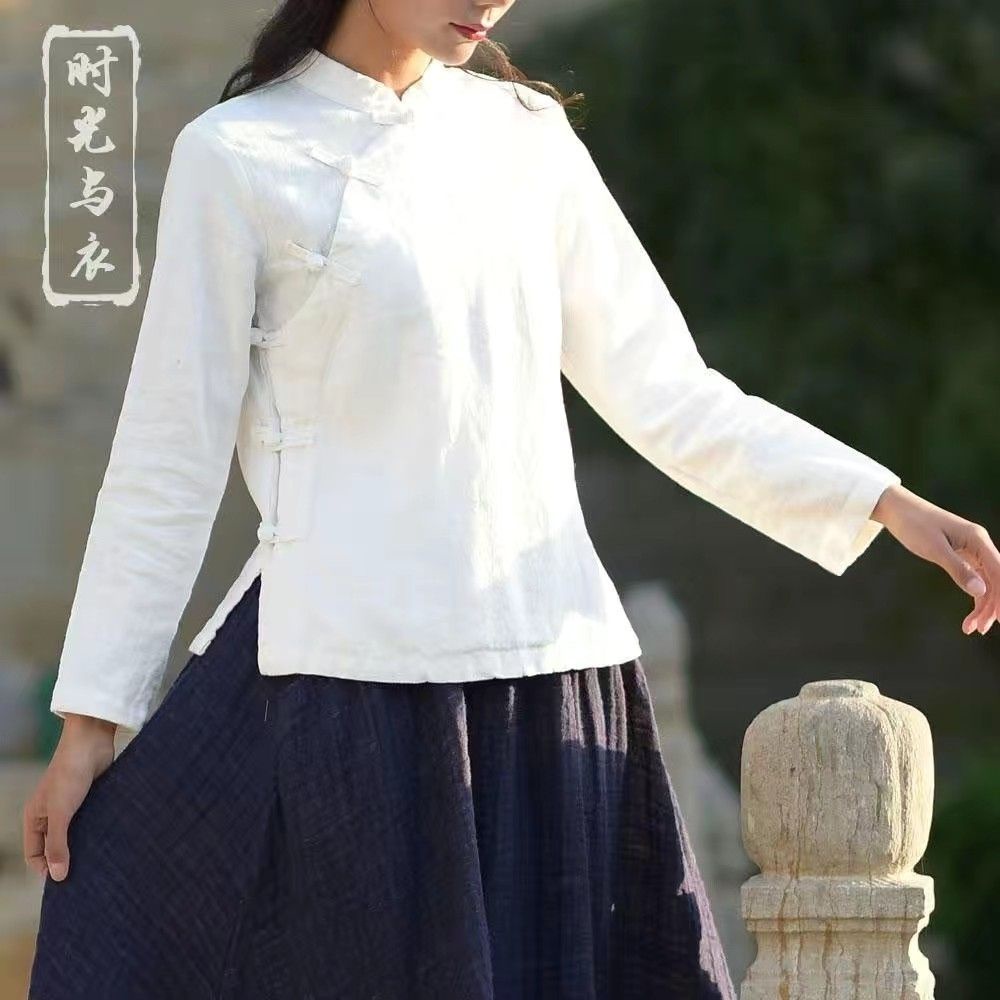 เสื้อคาร์ดิแกนแขนยาว ผ้าฝ้าย และผ้าลินิน แฟชั่นฤดูใบไม้ผลิ และฤดูใบไม้ร่วง สไตล์จีนเรโทร สําหรับผู้หญิง 2023