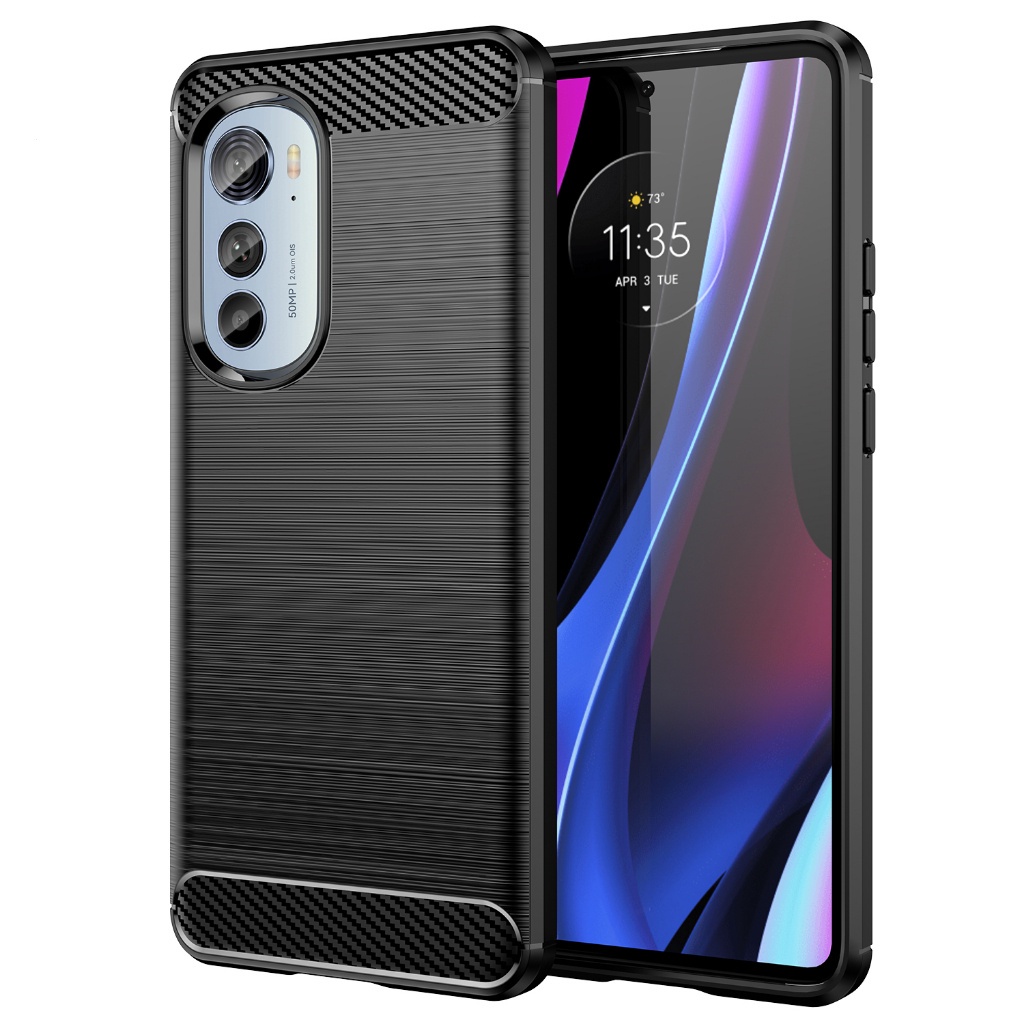 สําหรับ Motorola Edge 2022, Brushed Carbon Fiber Protective Case Soft Case, Shock-resistant, Scratch-resistant, Protect Business Phone Case