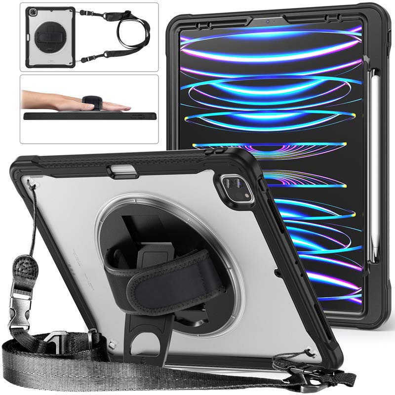 เคส กันกระแทก พร้อมช่องใส่ดินสอ ขาตั้งหมุนได้ สําหรับ iPad Pro 2020 2021 2022 12.9 นิ้ว case iPadPro 3rd 4th 5th 6th gen 12.9 นิ้ว cover