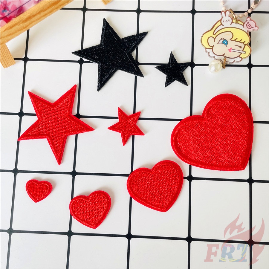 ❣️แผ่นแพทช์รีดร้อน รูปดาว และหัวใจ มี 1 ชิ้น❣️แผ่นแพทช์รีดติดเสื้อ Diy
