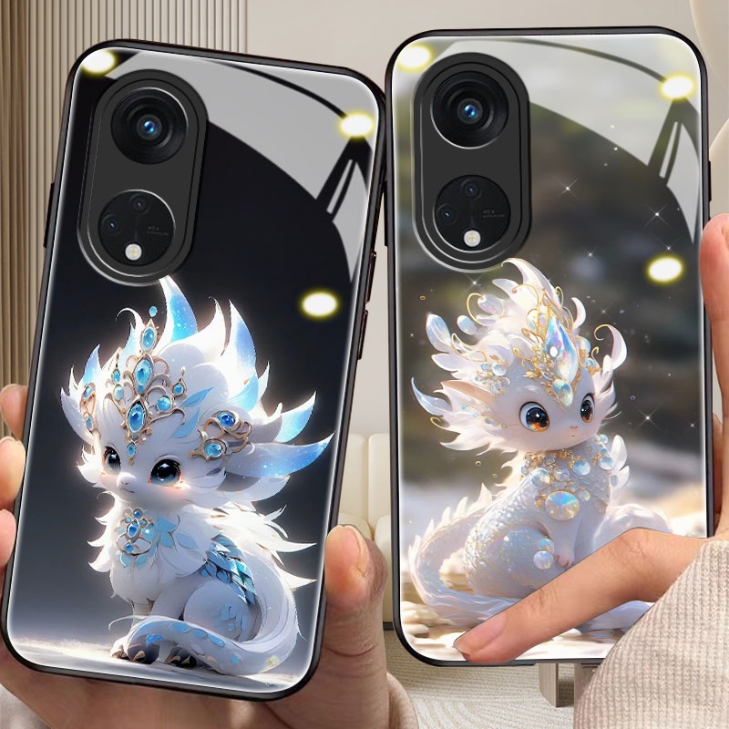 Dmy เคสกระจกนิรภัย ลายมังกร สําหรับ oppo a58 a96 a77s a91 a76 a74 a59 50 a55 a71 a98 a7 a72 a94 a5s a92 a9 a95 a83 a78 a93 4g a57 2020 2022