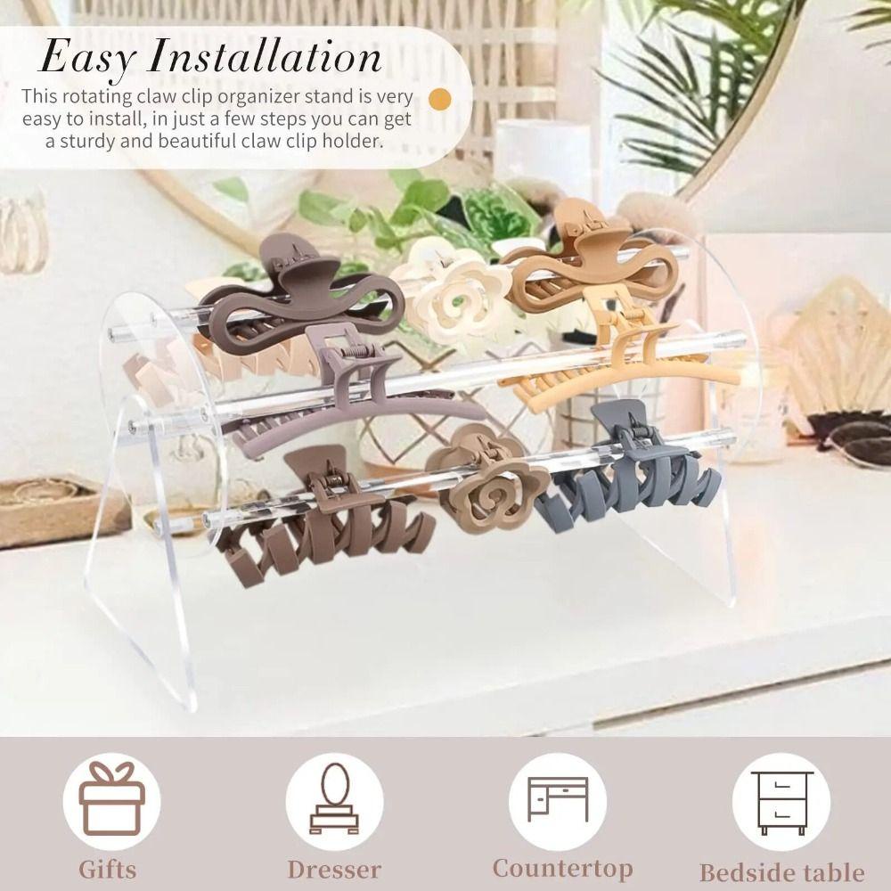 Tonfashion ขาตั้งอะคริลิคใส หมุนได้ 360 องศา สําหรับจัดระเบียบกิ๊บติดผม - รูปที่ 6