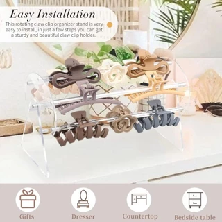 Tonfashion ขาตั้งอะคริลิคใส หมุนได้ 360 องศา สําหรับจัดระเบียบกิ๊บติดผม