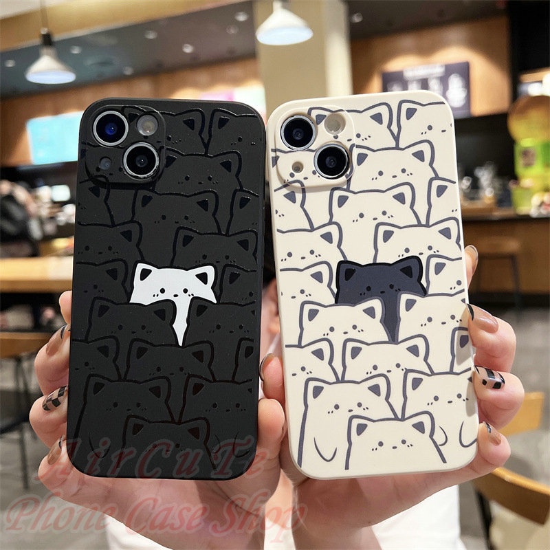 เคส OPPO F11 F9 F7 F5 F1s Reno 11 11F 10 Pro Pro+ Plus 8 8T 8Z 7 7Z 6 6Z 5 4 2F 4G 5G Reno11 Reno11F Reno10 Reno8 T Z Reno8T Reno8Z Reno7 Reno7Z Reno6 Reno6Z Reno5 Reno4 Reno2 F OPPOF9 OPPOF7 OPPOF5 Square Frame Protect Camera Hidden Cat Soft Case