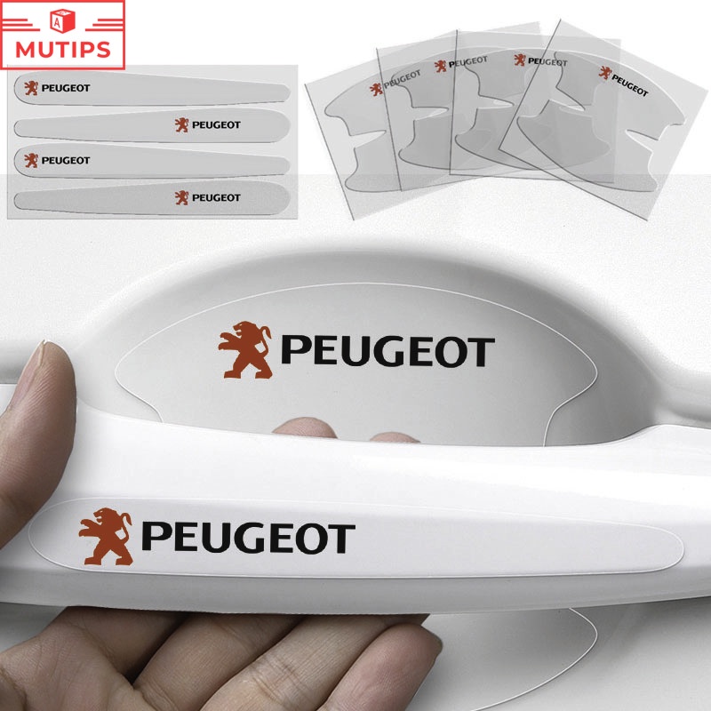 Peugeot 8 ชิ้น มีกาวในตัว สติกเกอร์ฟิล์มใส สำหรับติดมือจับประตูรถยนต์ ป้องกันรอยขีดข่วน 206 208 207 307 308 2008 3008 508 408 5008 406