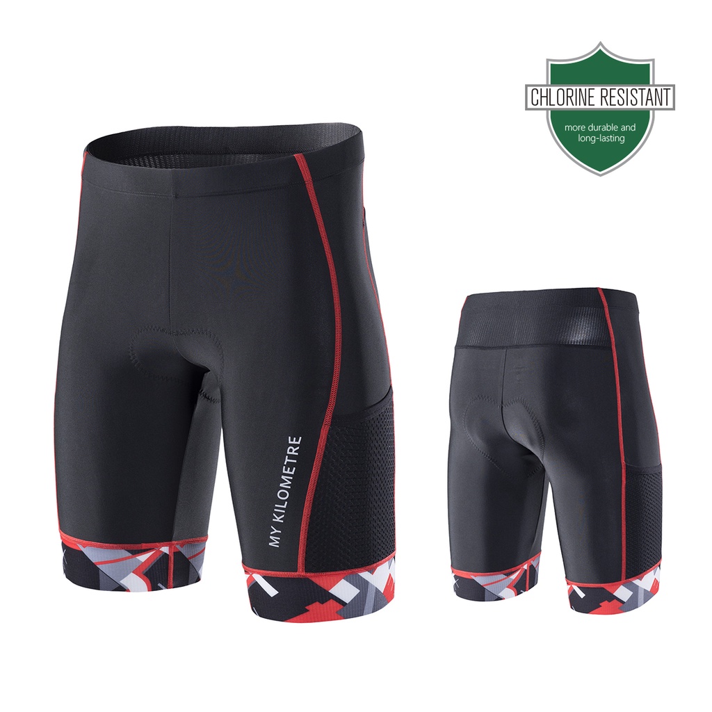 ผู้ชาย ไตรกีฬา กางเกงขาสั้น 9" กางเกงขาสั้น Inseam Tri พร้อมกระเป๋าด้านข้างสายรัดปรับได้สําหรับกางเกงขาสั้นปั่นจักรยาน Tri Race