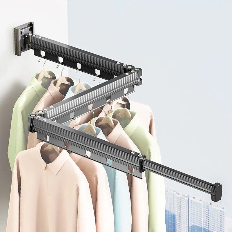 Foldable Telescopic Drying Rack, Aluminum Alloy Folding Drying Rack, Clothes Drying Rack,  Wall-moun