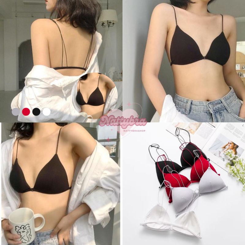 Nattybra บรา แฟชั่น สายเดี่ยว ตะขอหน้า ไร้โครง ไร้ขอบ เสื้อใน ผ้านิ่ม มีฟองน้ำ ใส่สบาย ชุดชั้นใน ผู้หญิง