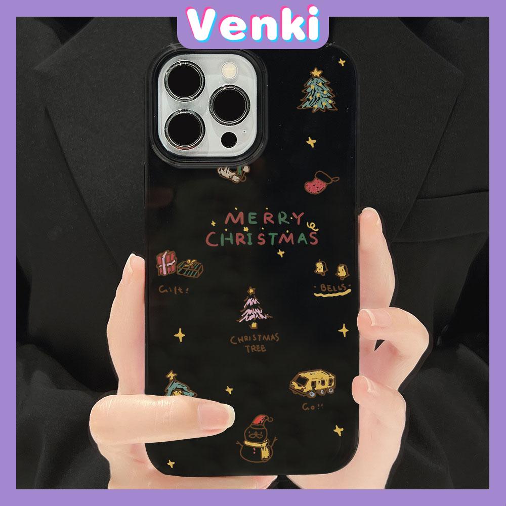 VENKI - iPhone ที่รองรับ 11 เคสโทรศัพท์ TPU สีดำกันกระแทกกล้องลูกอมป้องกันซอฟท์ของขวัญคริสต์มาสกวางเข้ากันได้ iPhone 15 14 13 PRO MAX 12 XR XS MAX 7 8 บวก