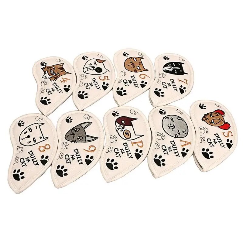 Golf Iron Covers Set Of 9 Cartoon Golf Club Covers Set PU Leather Water Resistant Golf Club Protecto