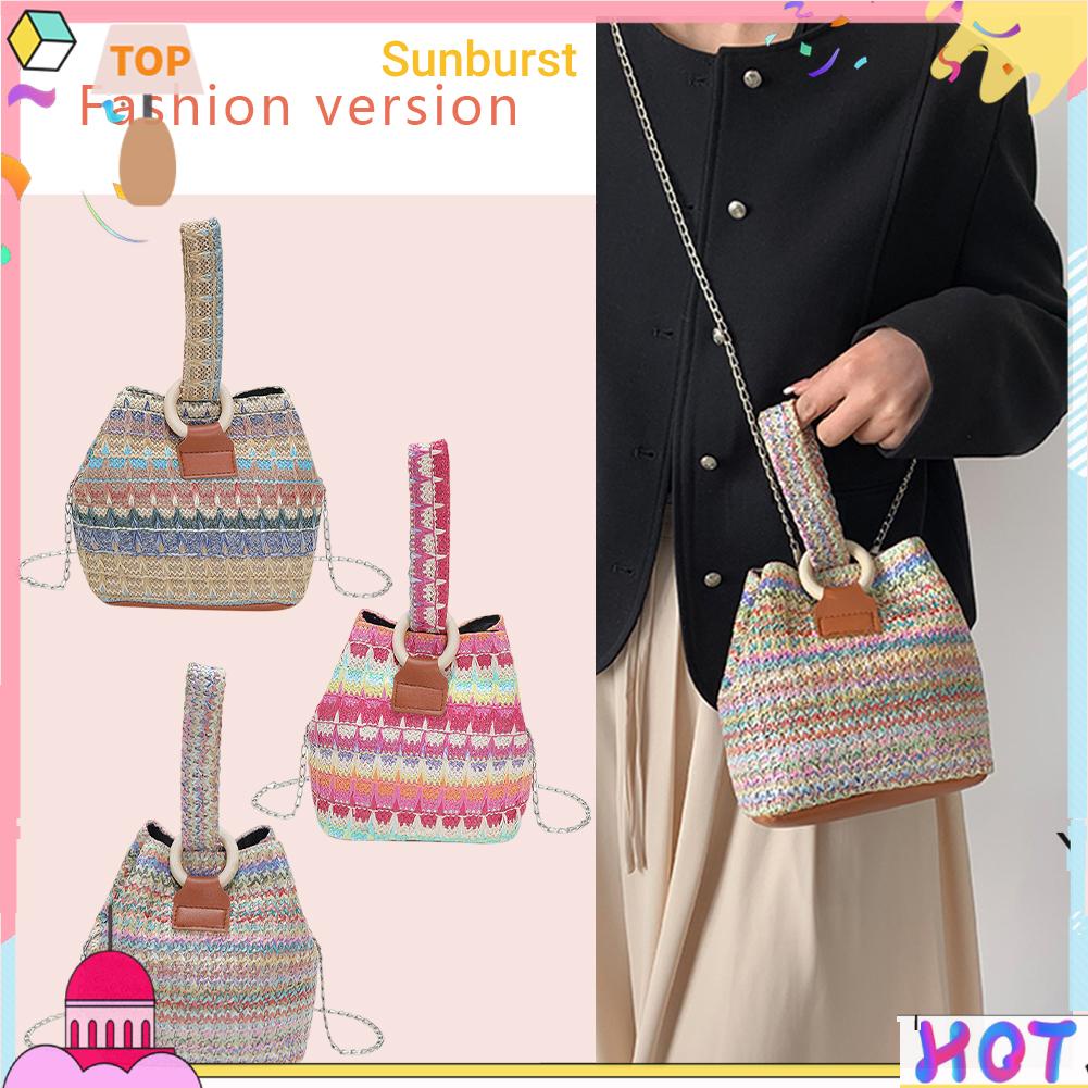 กระเป๋าสะพายไหล่ลําลอง ทรงบักเก็ต แฟชั่นสําหรับสตรี [Sunburst11.th]