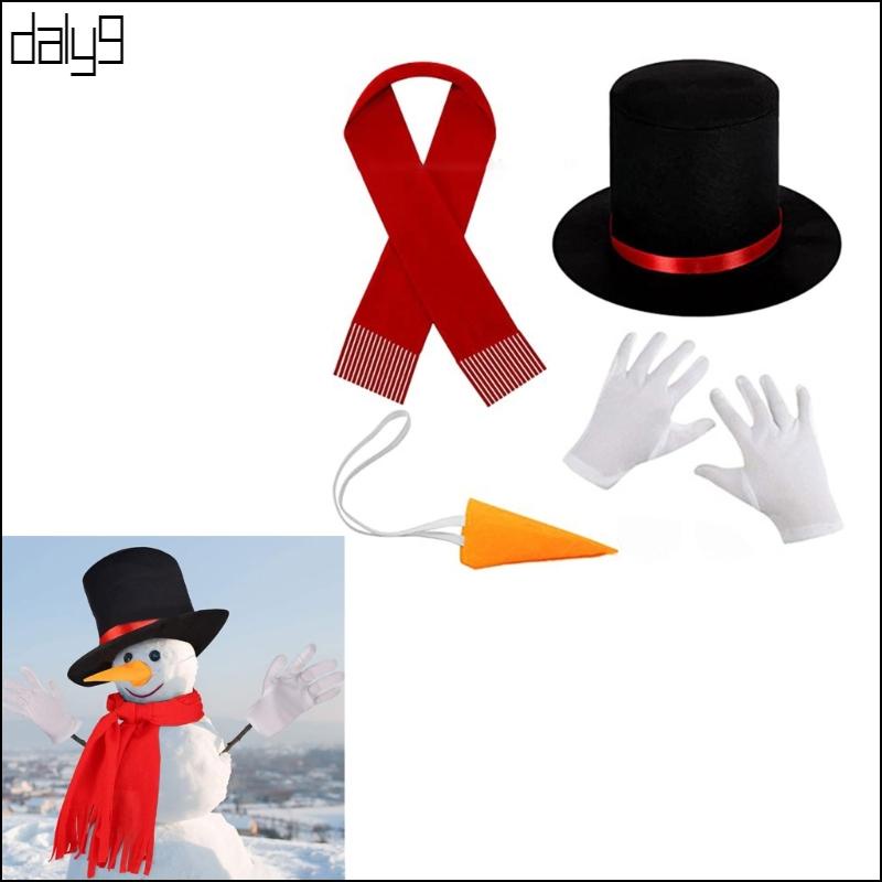 Dal Snowman หมวกผ้าพันคอแครอทจมูกถุงมือคอสเพลย์อุปกรณ์ประกอบฉากปีใหม่คริสต์มาสสําหรับผู้ใหญ่