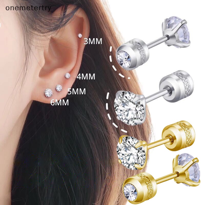 Onem 1 ชิ้น สเตนเลส คู่ คริสตัล เพทาย เกาหลี ต่างหู สําหรับผู้หญิง สกรู ต่างหู กระดุม ต่างหู ป้องกันอาการแพ้ เครื่องประดับร่างกาย n