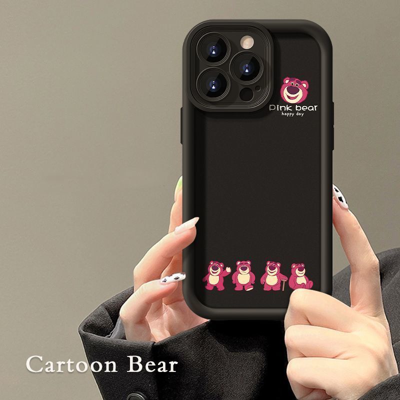 เคสโทรศัพท์ Apple 15/16Promax iPhone14ProMax ใหม่น่ารัก 13/12 Strawberry Bear XR/XSMax Stepped case