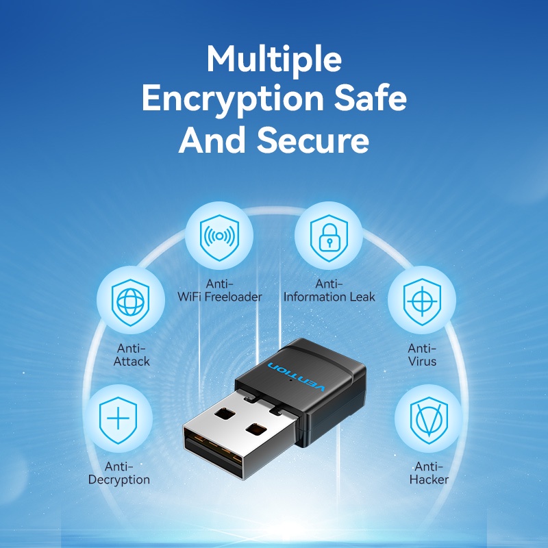 Vention อะแดปเตอร์รับสัญญาณเครือข่าย WiFi USB 600Mbps 2.4G+5GHz Dual Band ไร้สาย Mini WiFi สําหรับ PC เดสก์ท็อป แล็ปท็อป Wi-Fi Receiver